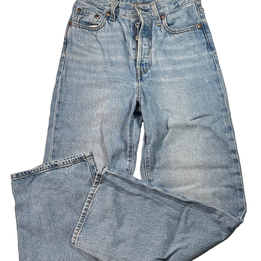 Levis Premium Ribcage Straight Ankle Jeans 25X27 Blue Medium Wash High Rise